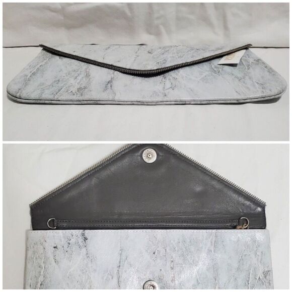 COASTAL ROAD -🎉HP🎉 Gray Marble Custom-Made Leather Zipper-Accent Envelope Clutch - Picture 11 of 15